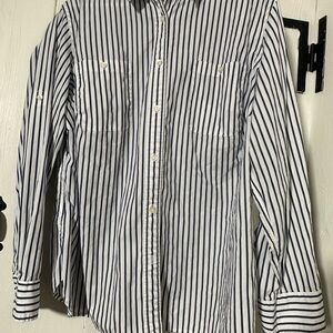 Ralph Lauren Navy and White Striped Women's Shirt
